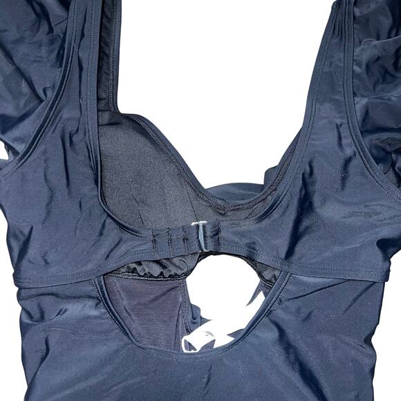 NWT CUPSHE Black Twilight Ripple Long Torso One-Piece Swimsuit Size M - Picture 7 of 9